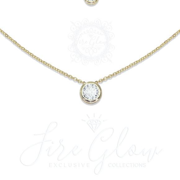 2 Tier Double Round Gems Charm Necklace Gold Tone - Picture 3 of 12